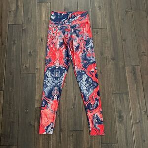MLB Boston Red Sox Red and Blue Swirl Logo Leggings L